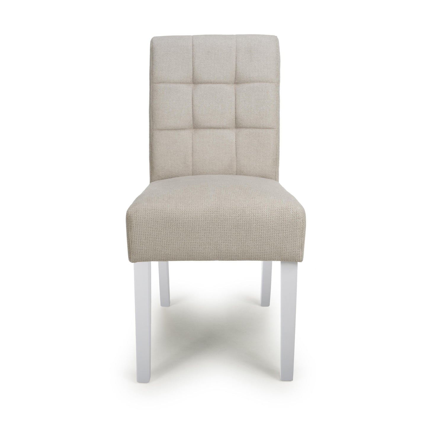 Moseley Waffle Flax Effect Natural Dining Chair in White Legs (Set of Two)