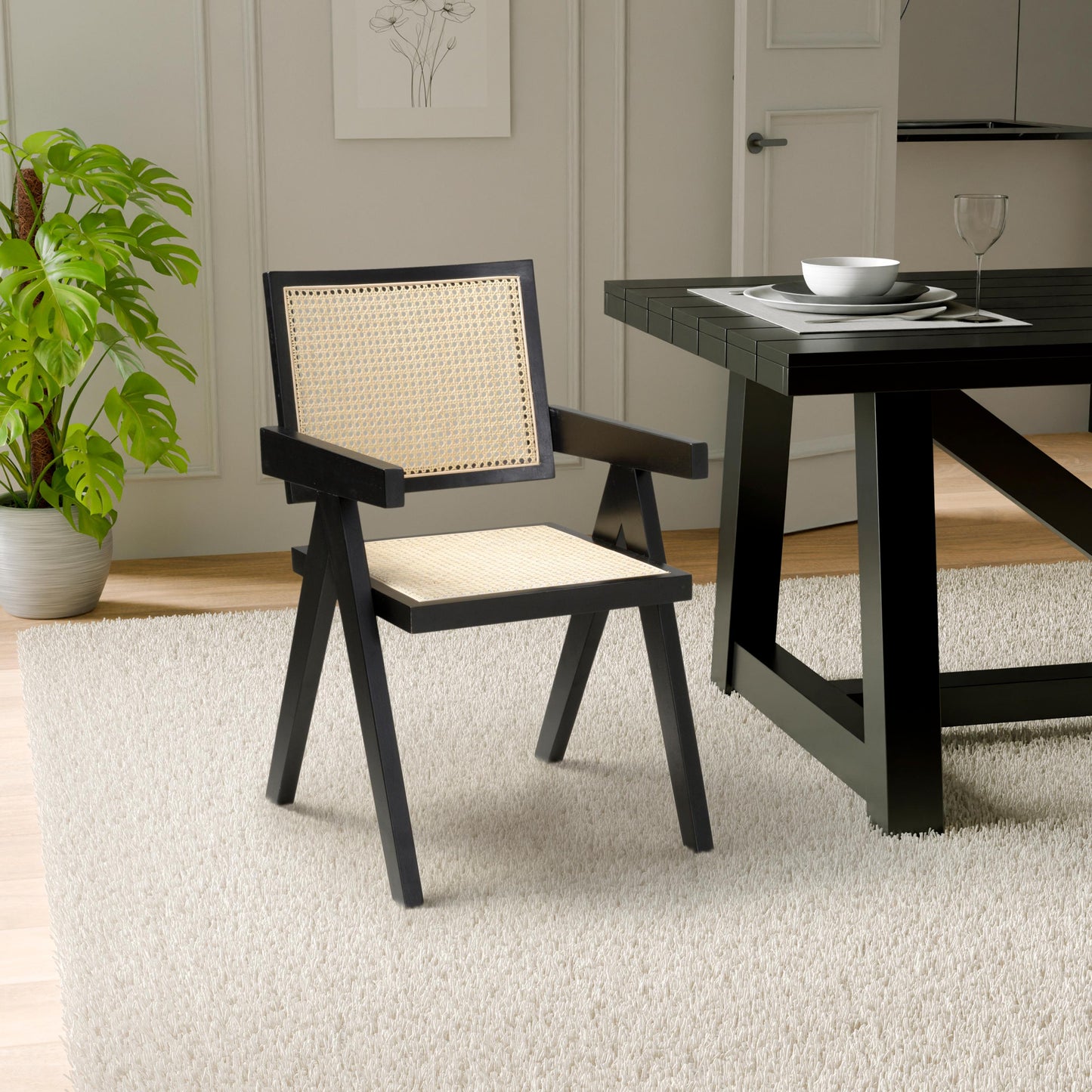 Dublin Rattan Black Dining Chair (Set of Two)