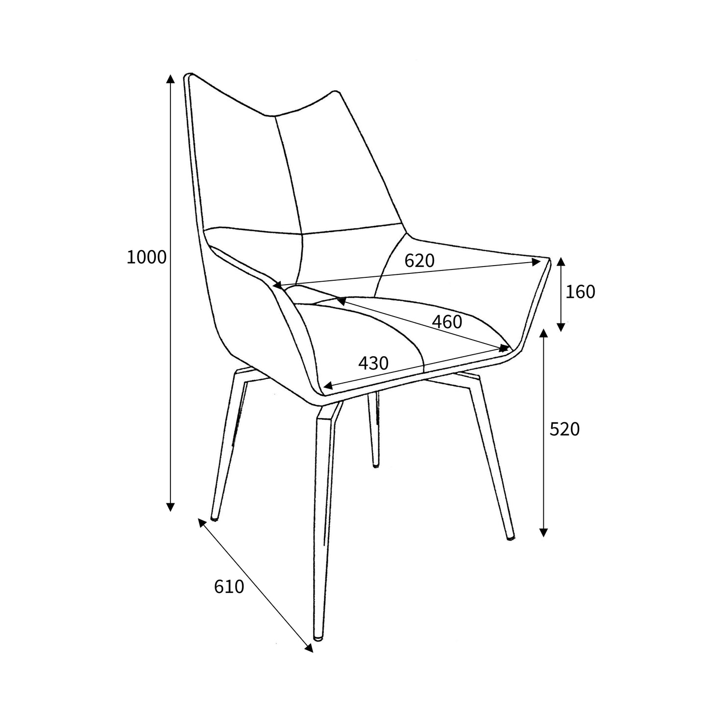 Dakar Textured Effect Dark Grey Swivel Chair (Set of Two)