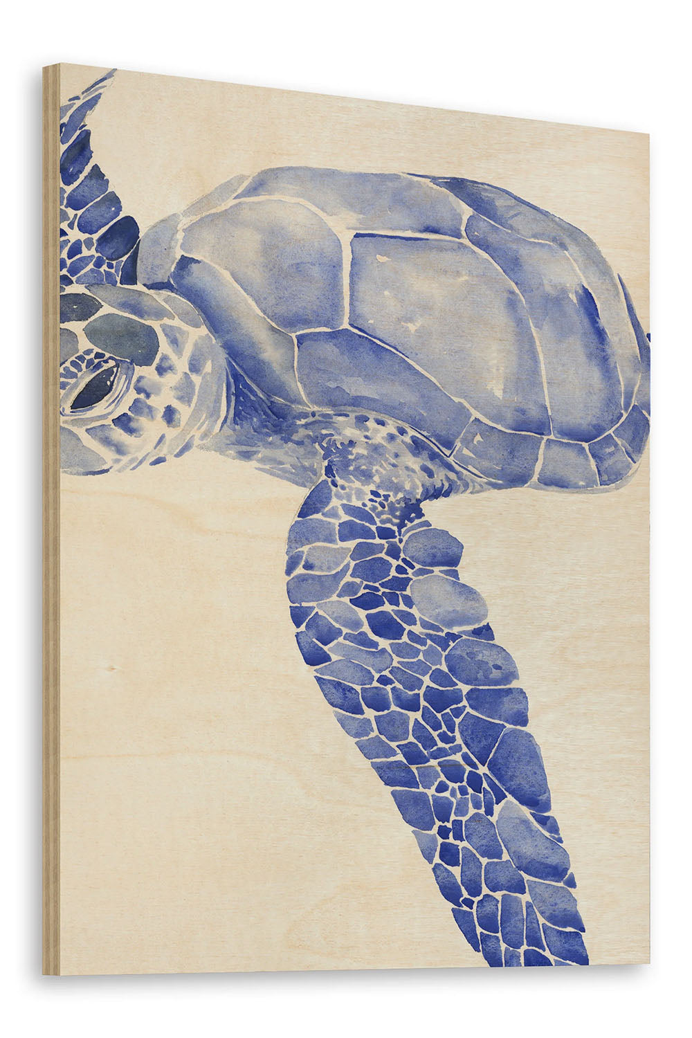 Ultramarine Sea Turtle I Wood Art Print - Oakavia