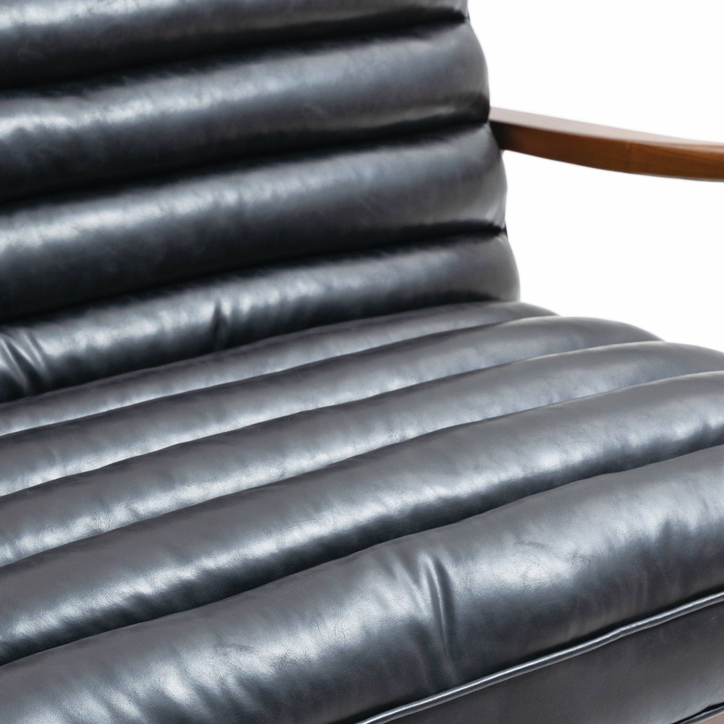 Club Leather Effect Black Bench