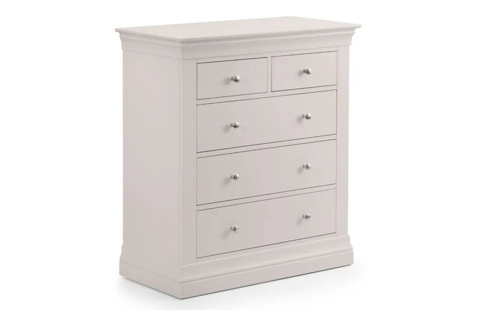 Clermont 3+2 Drawer Chest - Light Grey Julian Bowen