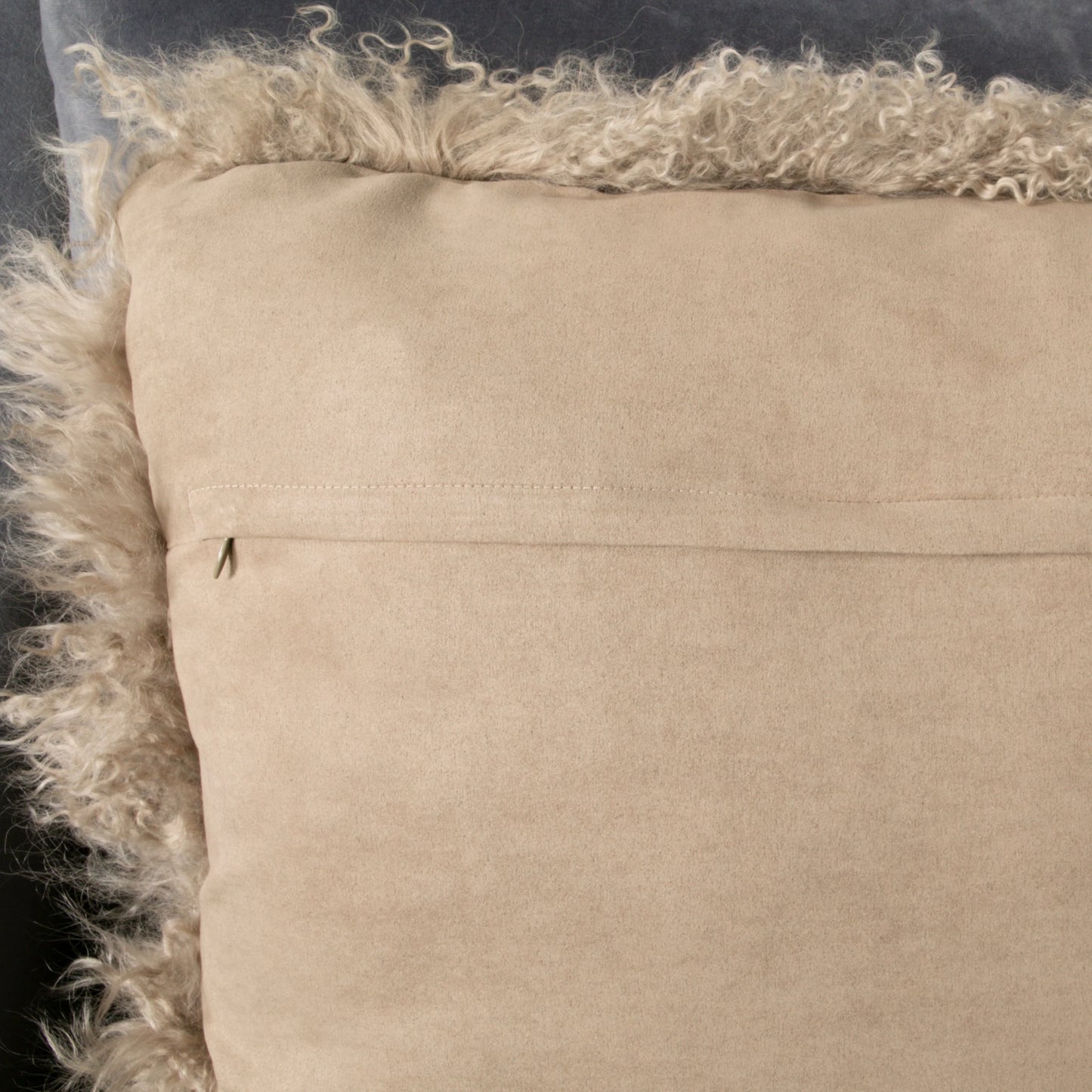 Light Brown Curly Sheepskin Cushion 45x45cm - Oakavia