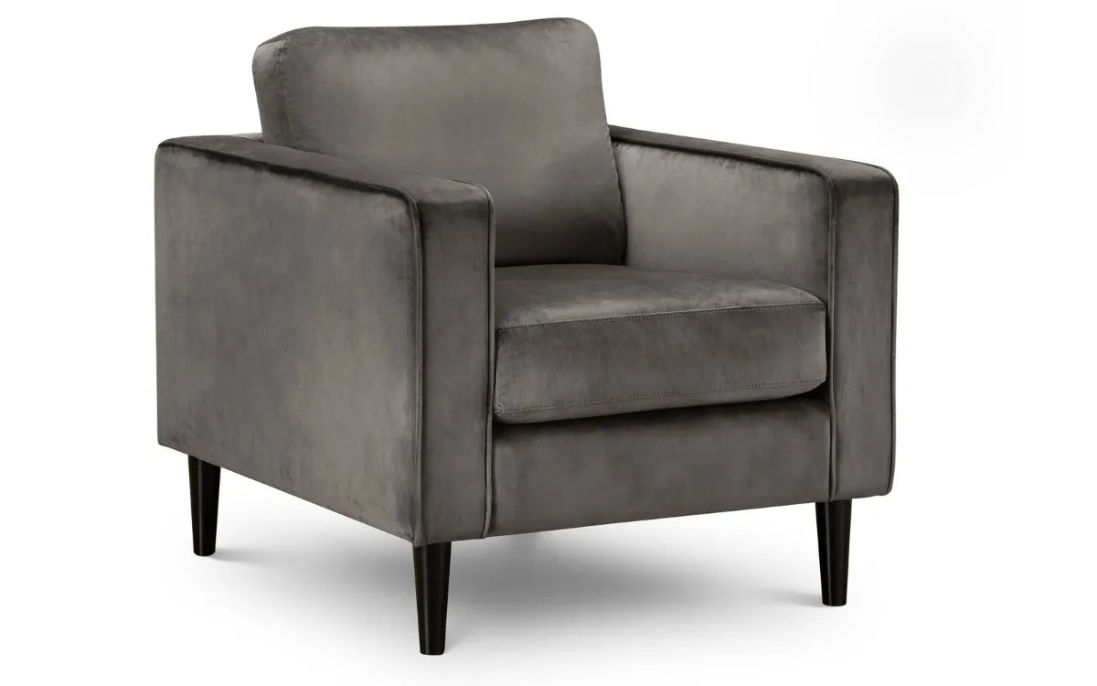 Hayward Velvet Armchair - Grey Julian Bowen
