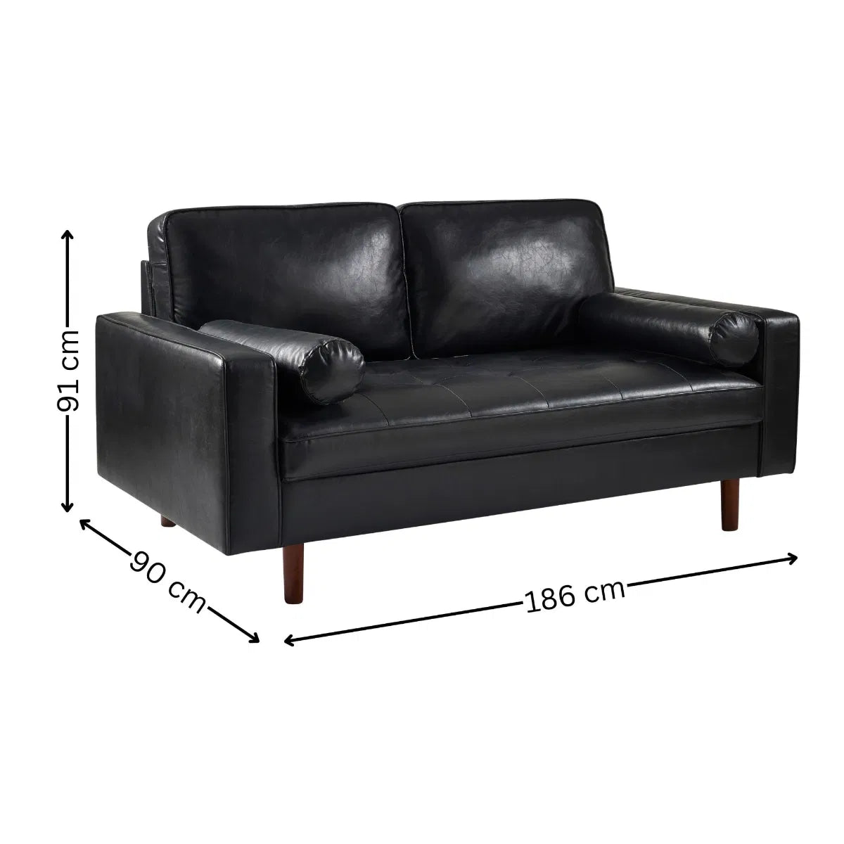Henley Black Faux Leather 3 Seater Sofa