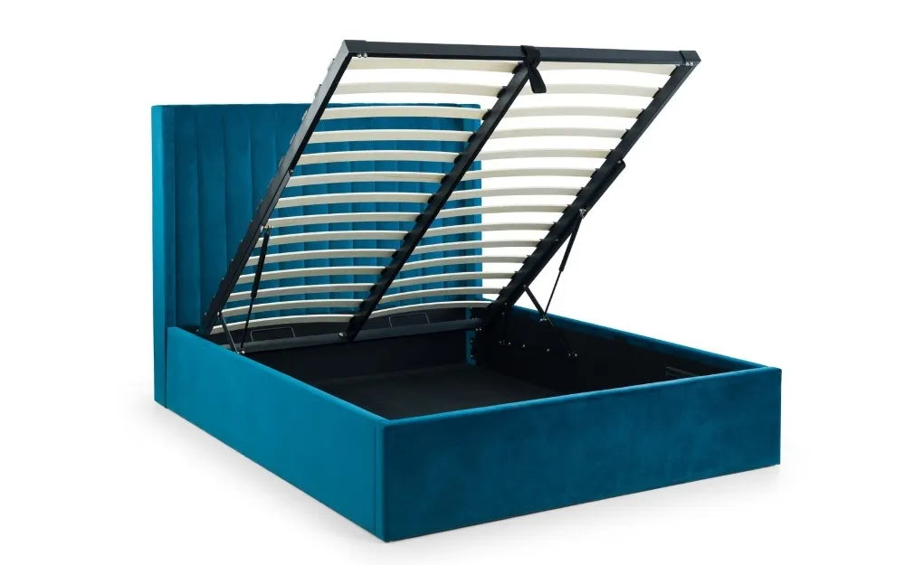 Langham Scalloped Headboard Storage Bed 150cm King Size - Teal Julian Bowen