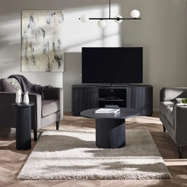 Louis Fluted TV Unit - Black