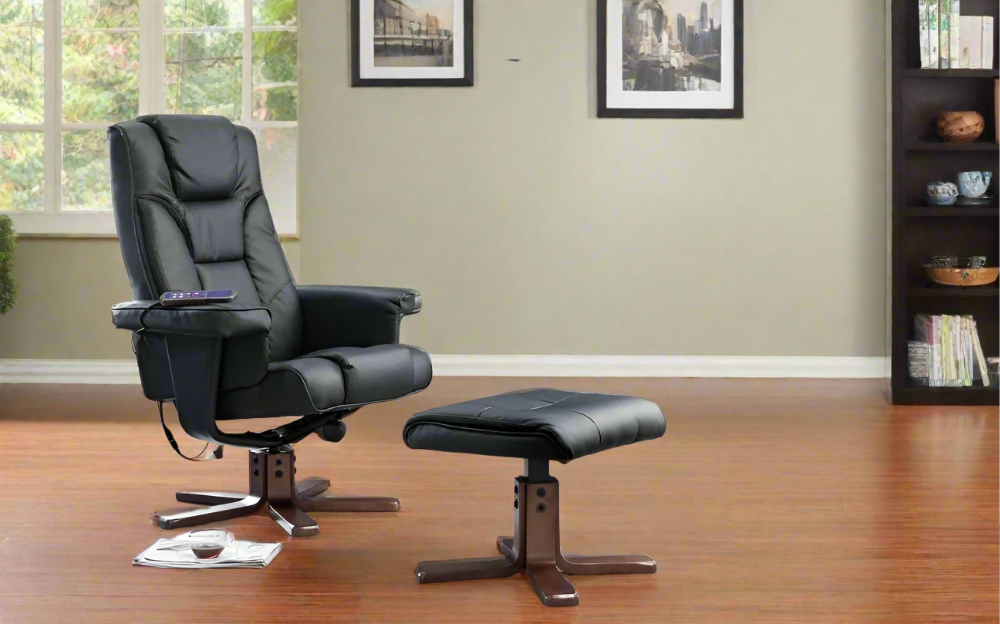Malmo Massage Recliner & Stool Black