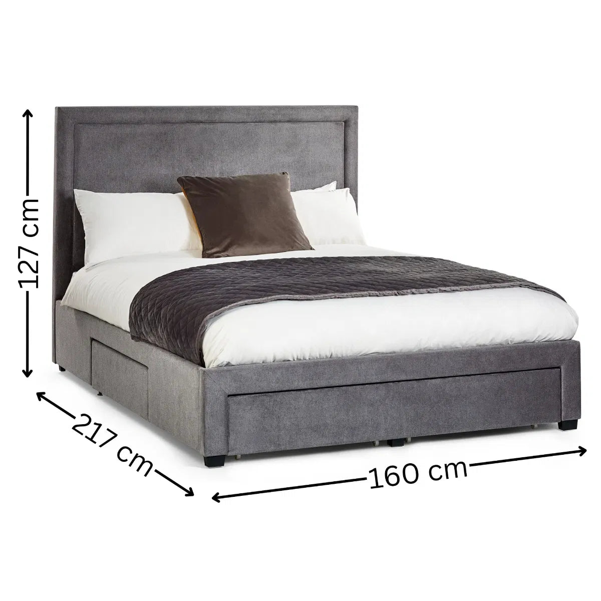 Mayfair 160cm Grey 4 Drawer Storage Bed - King Size