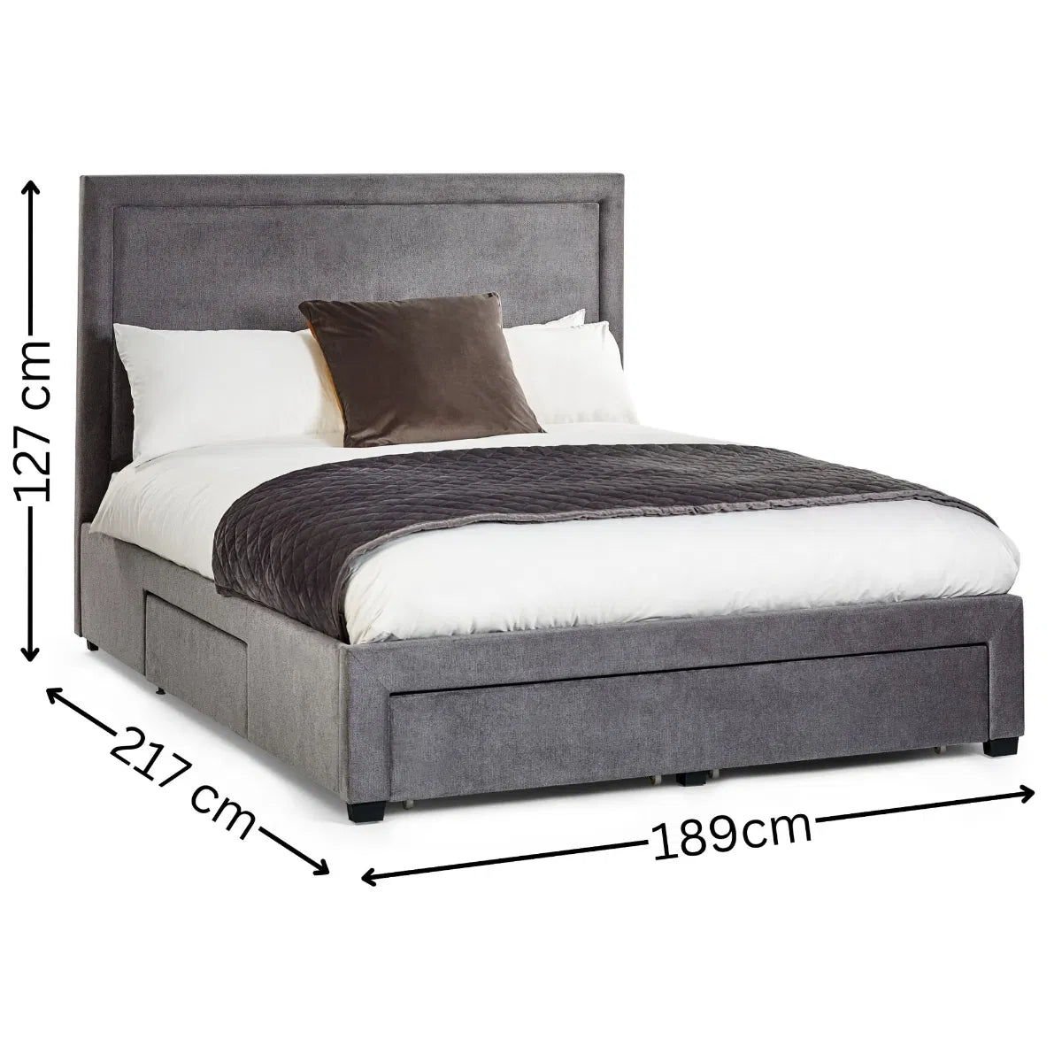 Mayfair 180cm Grey 4 Drawer Storage Bed - Super King