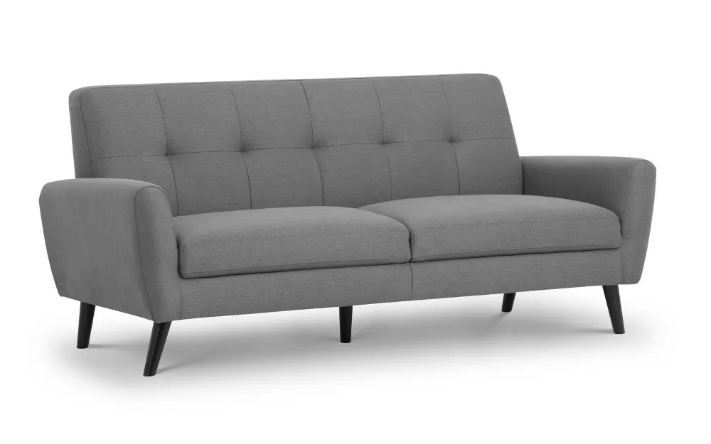 Monza 3 Seater Compact Retro Sofa - Grey Julian Bowen