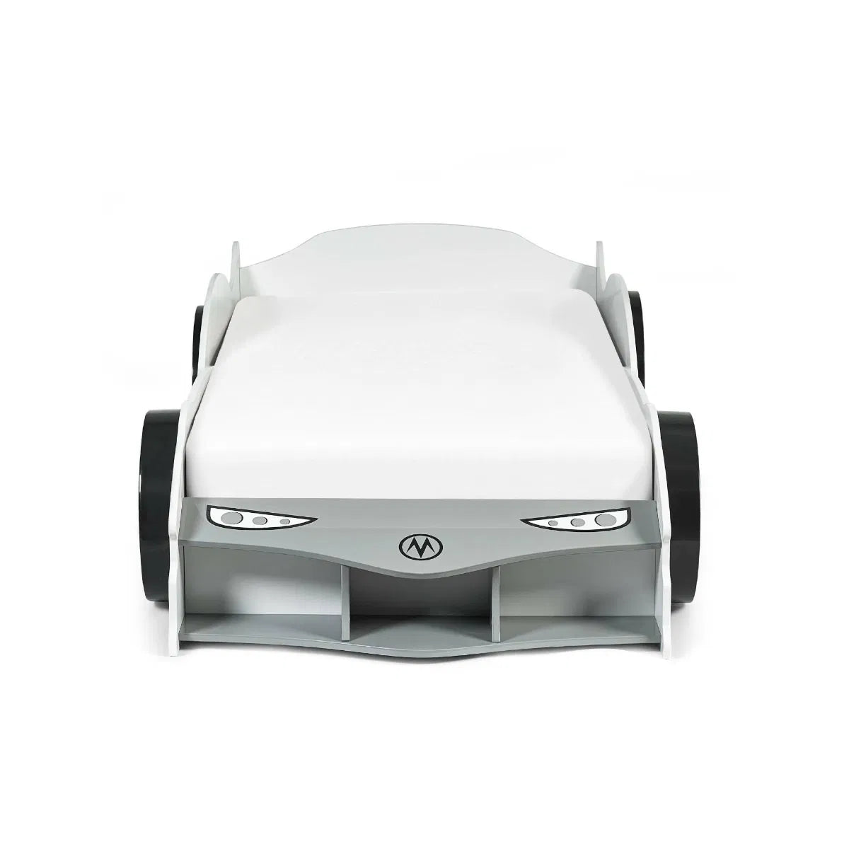 Storm White and Grey High Gloss 90cm Single Race Car Bed