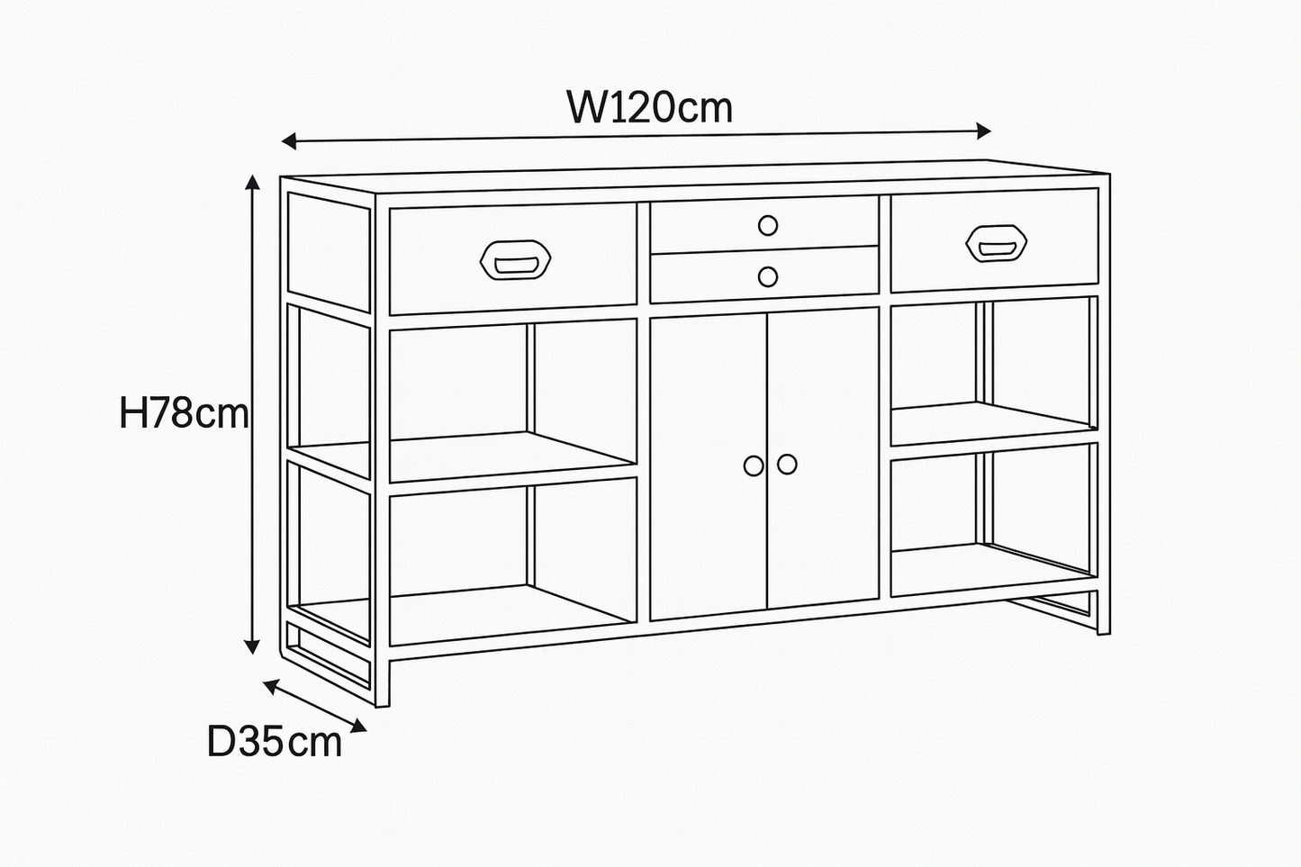 Ooki - Large Console Table With Doors