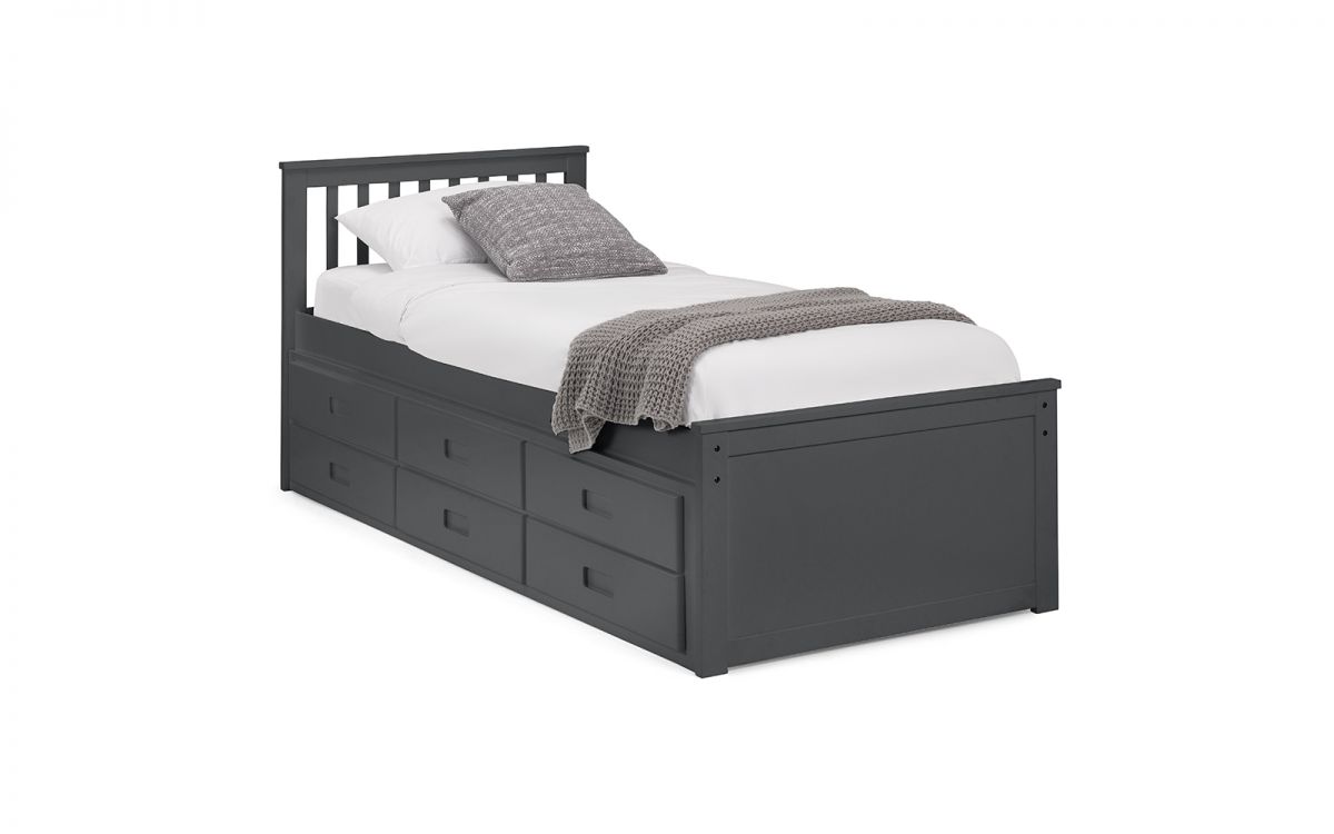 Maisie Bed with Underbed and Drawers - Anthracite Julian Bowen