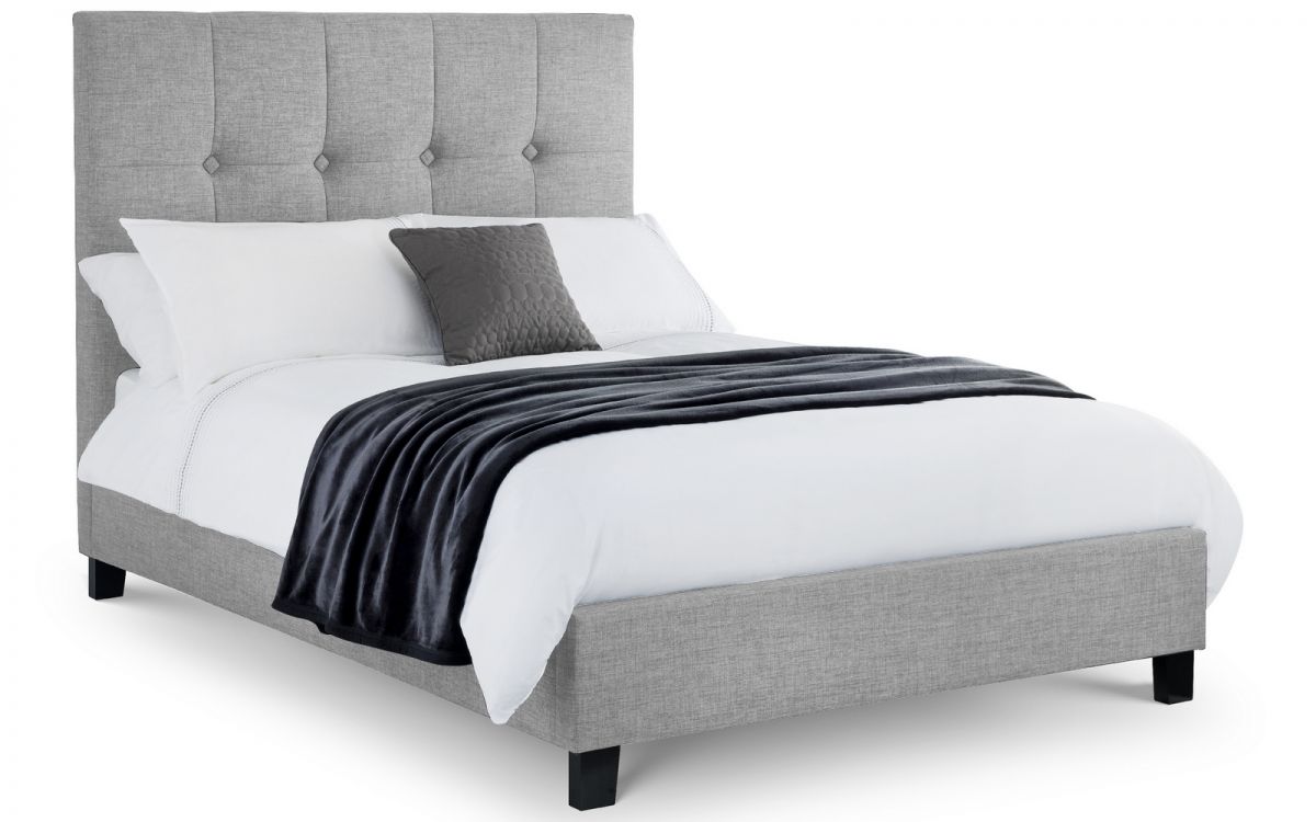 Sorrento High Headboard Bed 180cm Super King Size - Light Grey Julian Bowen