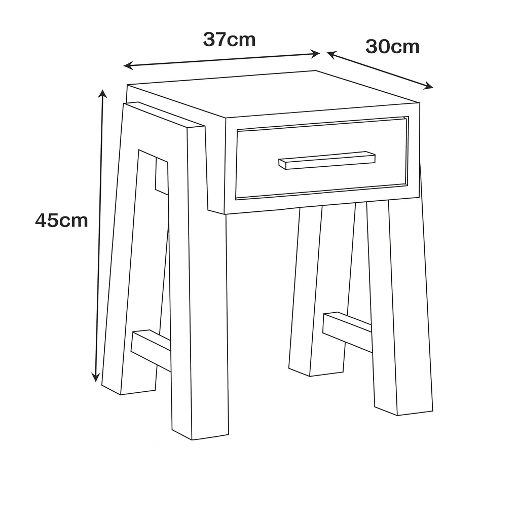 Trinity - Reclaimed Open Side Table With One Drawer