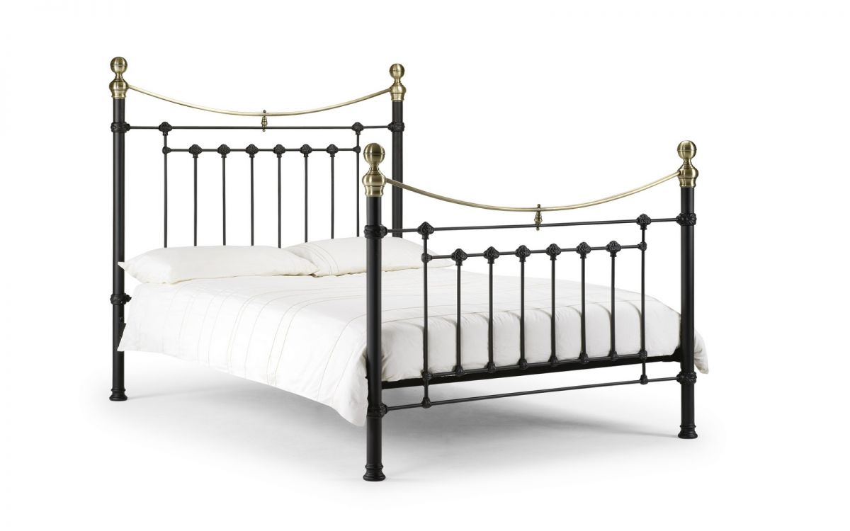 Victoria 135cm Double Bed - Satin Black & Brass Julian Bowen