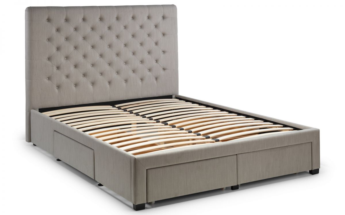 Wilton Deep Buttoned 4 Drawer Bed 180cm Super King Size - Grey Linen Julian Bowen