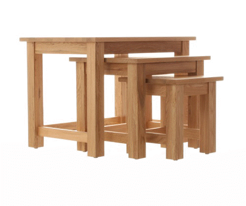 Wood Furniture UK - Shop Mobel Oak Nest of 3 Coffee Tables - Oakavia