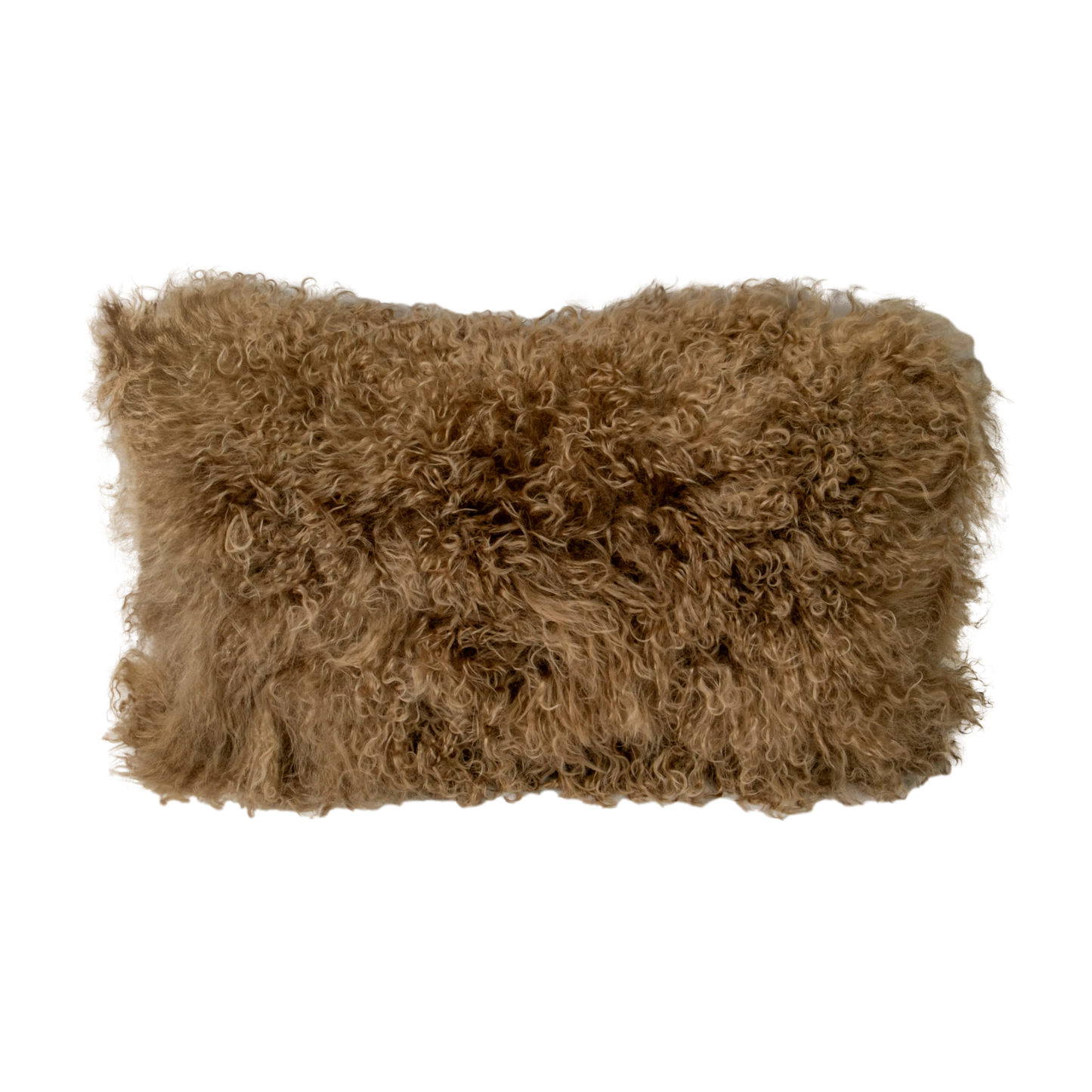Light Brown Curly Sheepskin Cushion 30 x 50cm - Oakavia