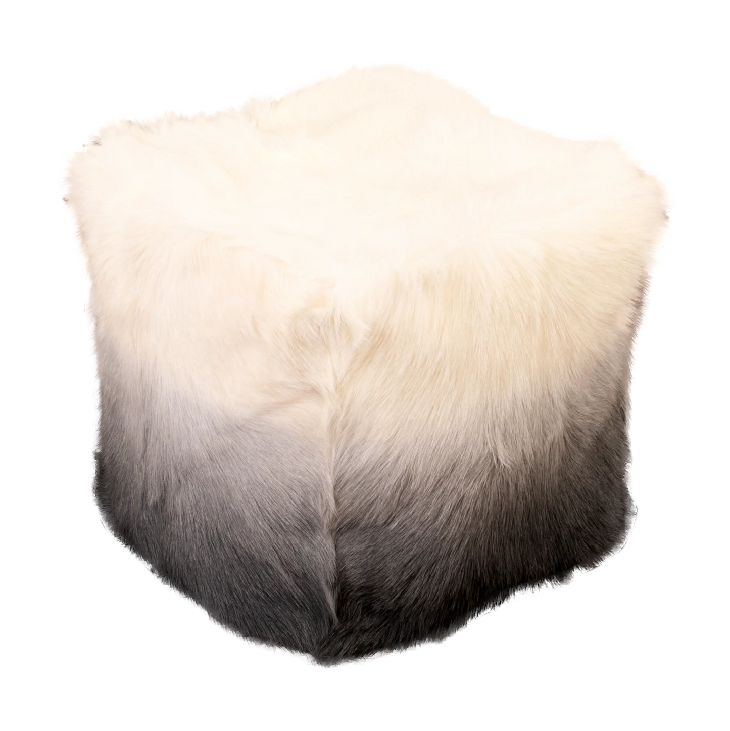 Ivory/Charcoal Goatskin Ombre Pouffe - Oakavia