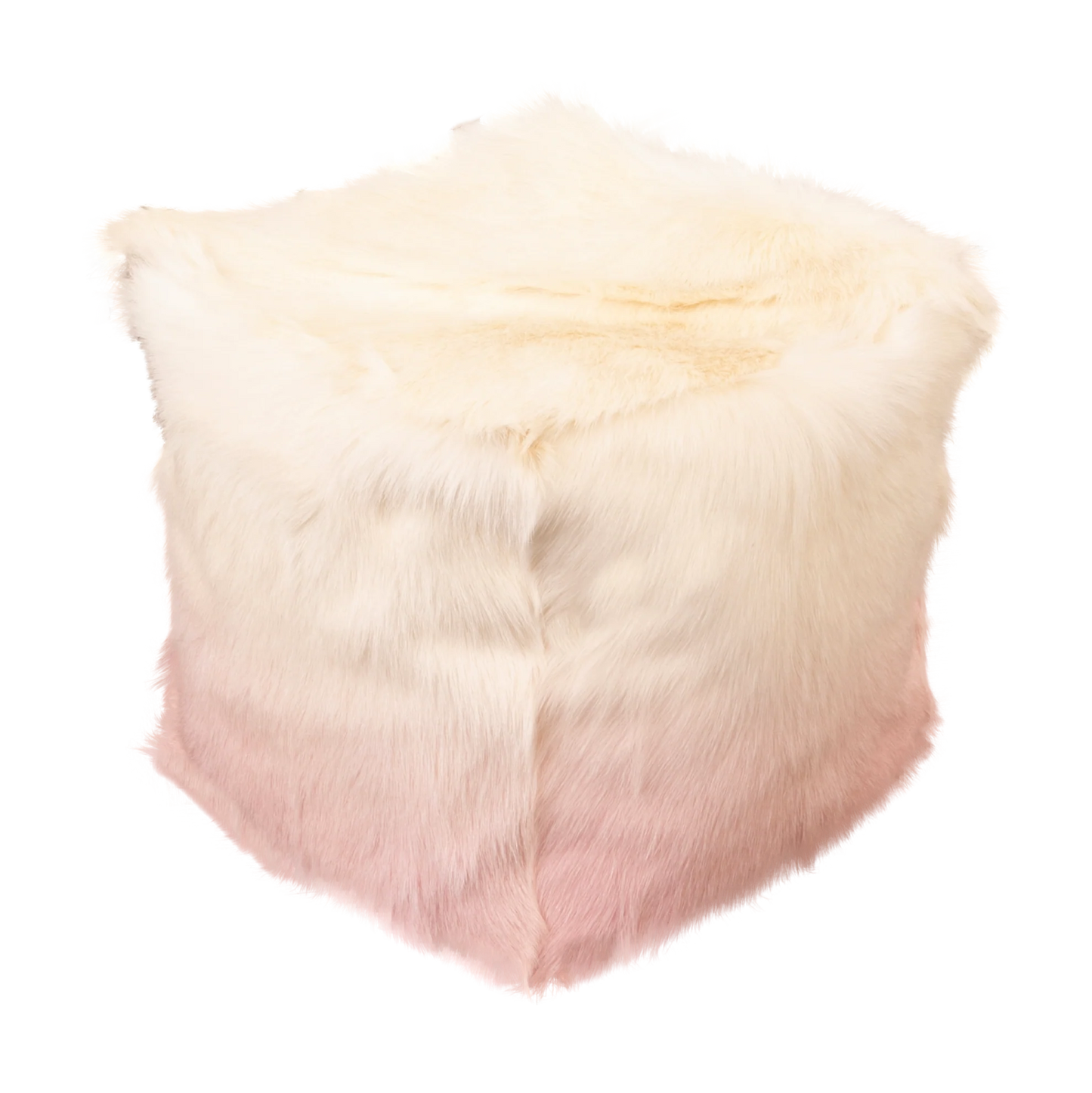 Ivory/Pink Goatskin Ombre Pouffe - Oakavia