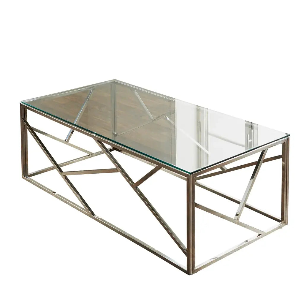 Geometric Silver Coffee Table - Oakavia