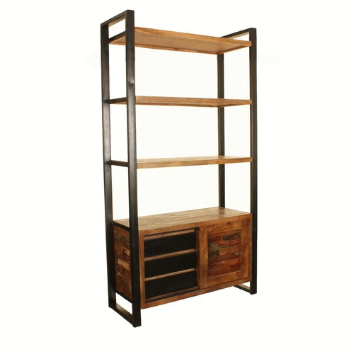 Wood Furniture UK - Shop Urban Chic Large Bookcase with Storage - Oakavia