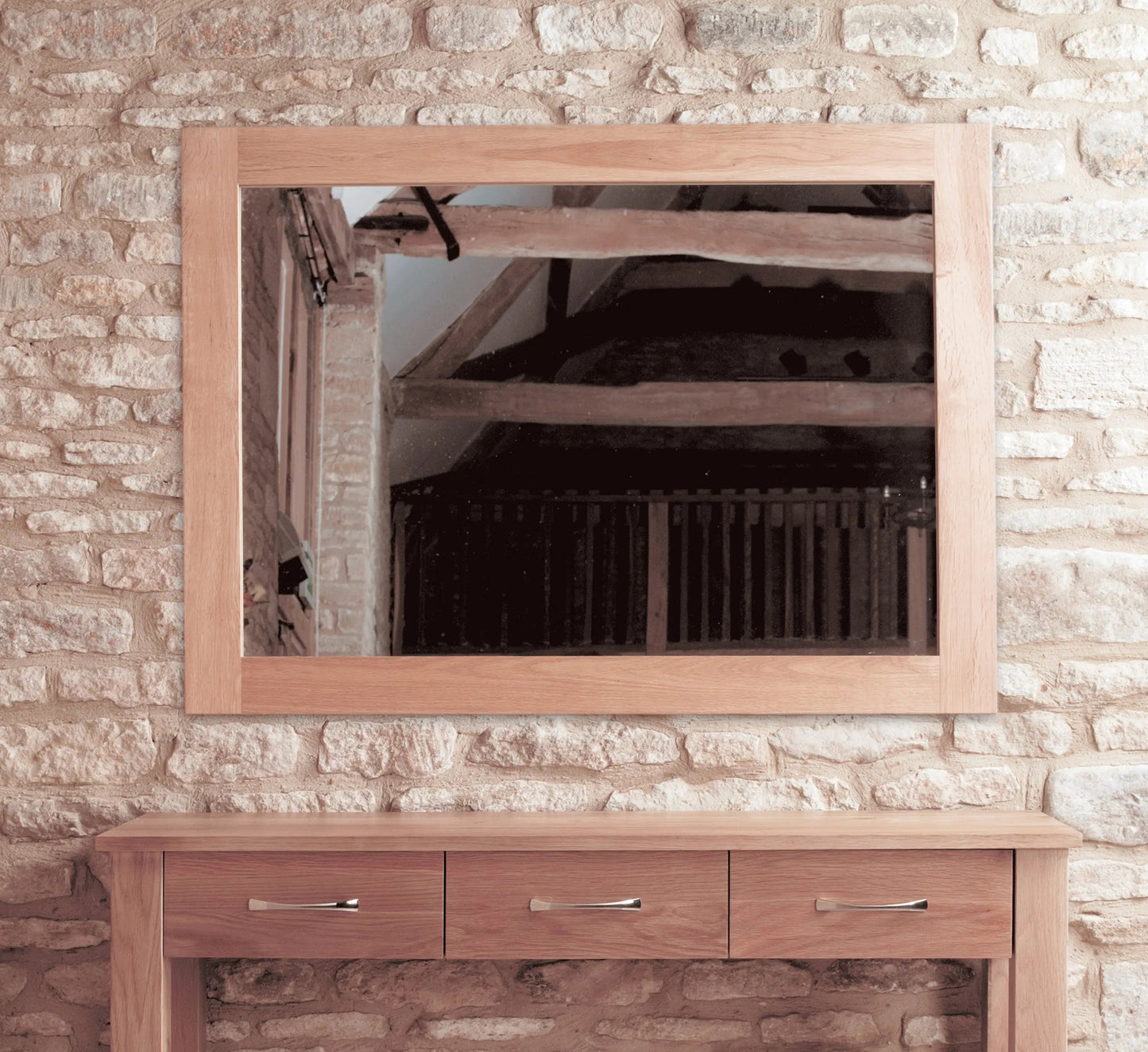 Wood Furniture UK - Shop Mobel Oak Wall Mirror Medium - Oakavia