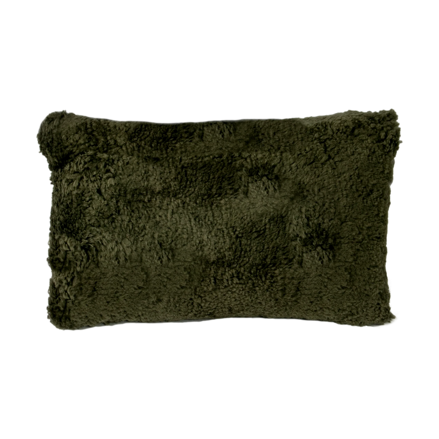 Khaki Green Short Pile Sheepskin Cushion 30 x 50cm - Oakavia