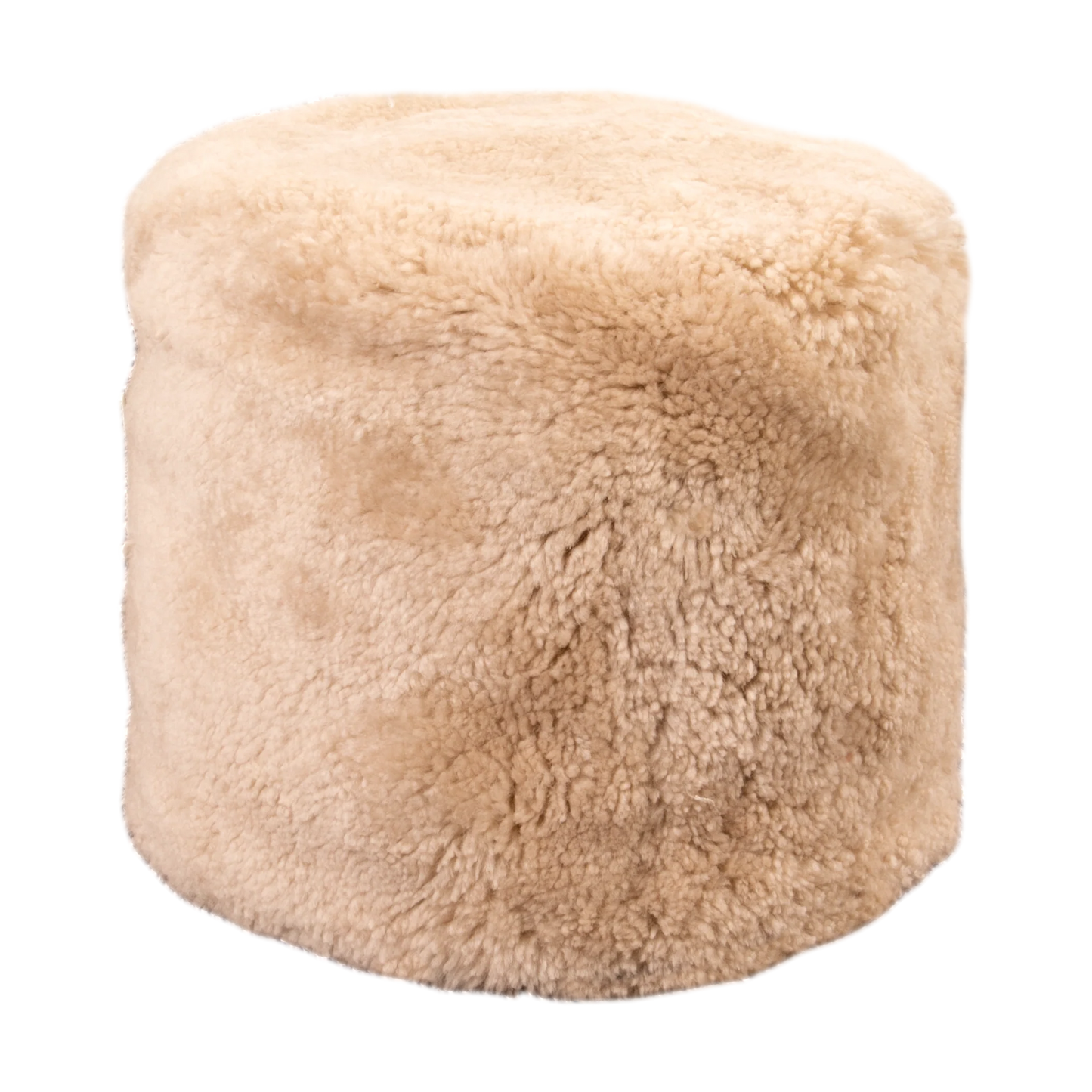 Beige Short Pile Sheepskin Pouffe - Oakavia