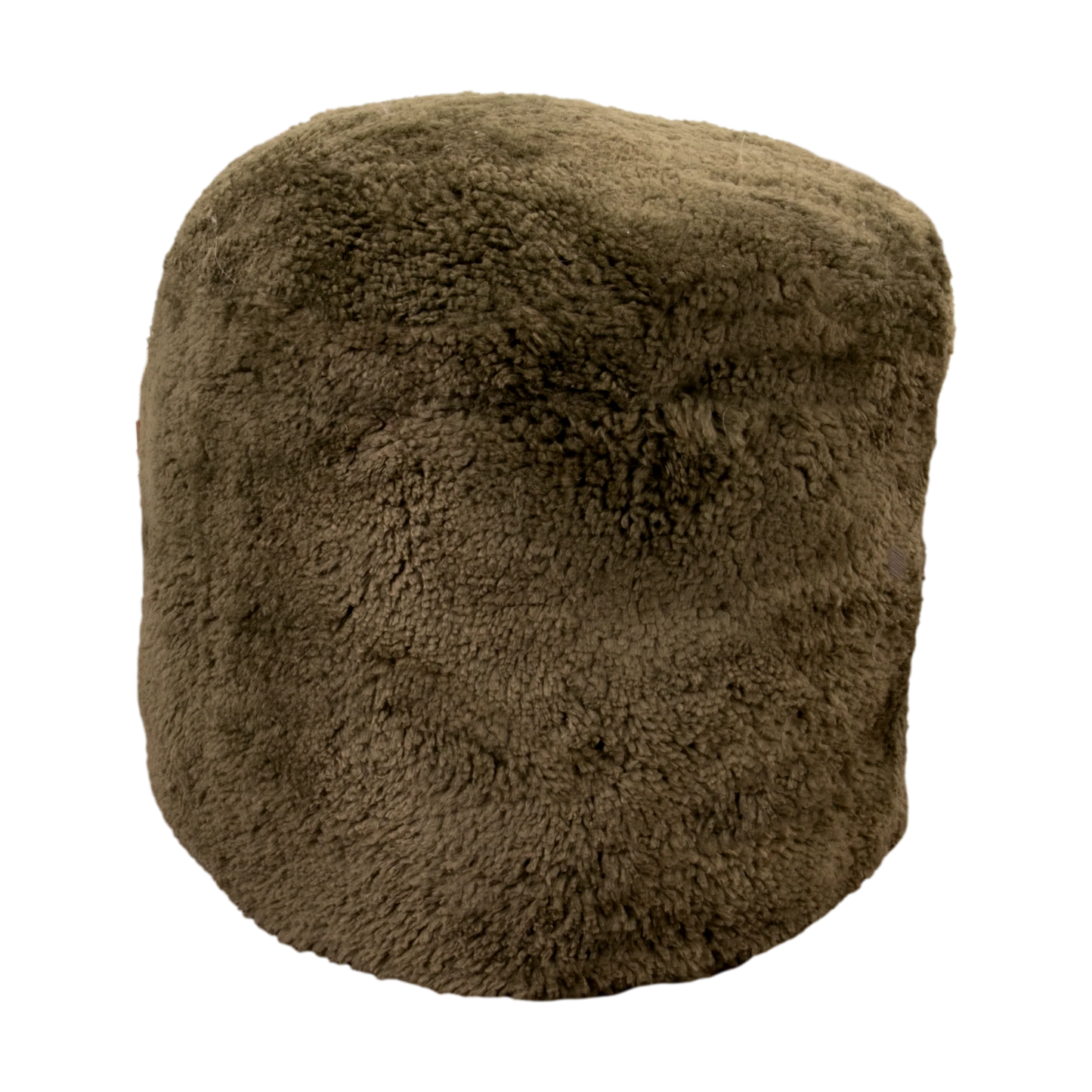 Khaki Green Short Pile Sheepskin Pouffe - Oakavia