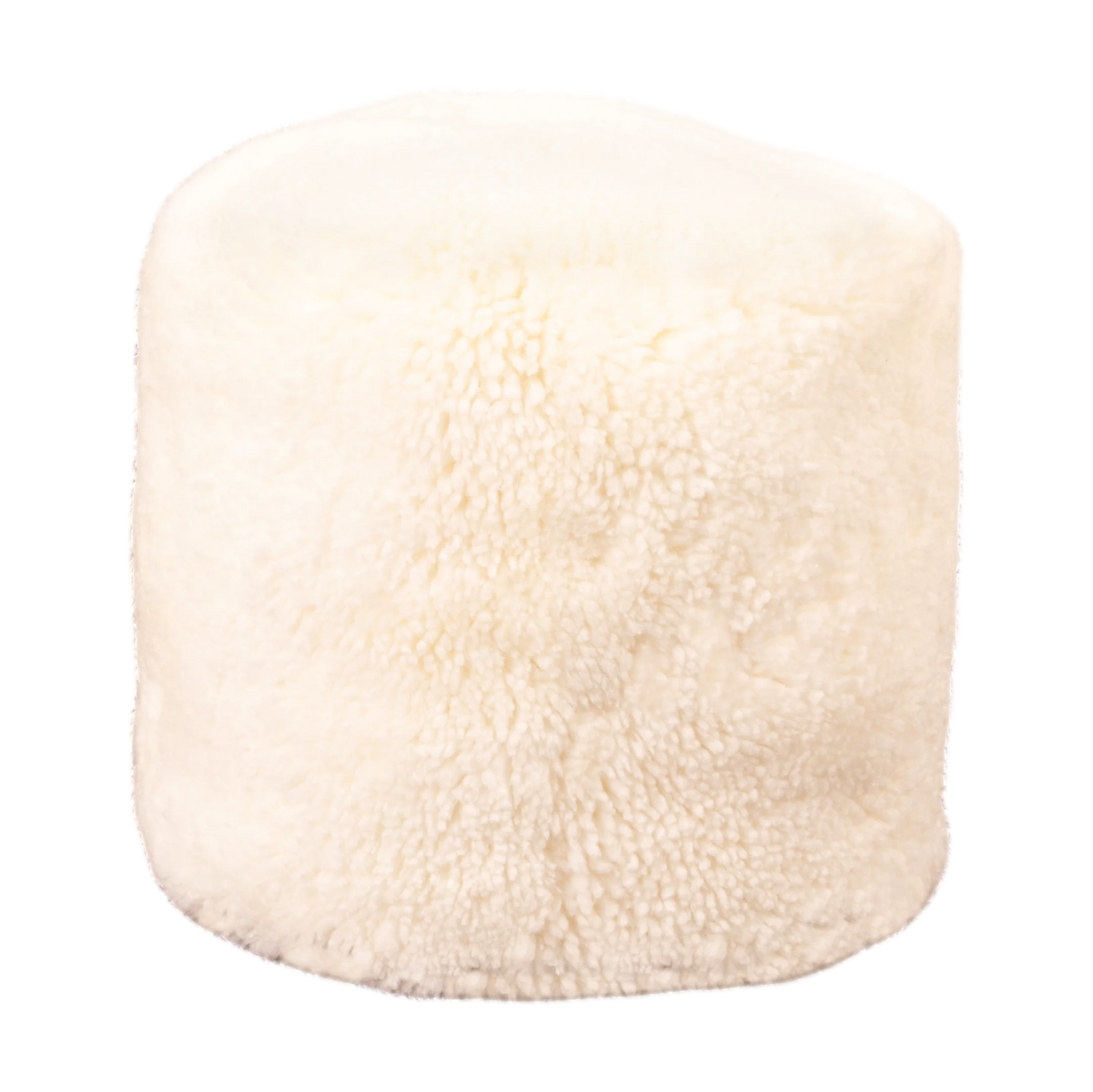 Ivory Short Pile Sheepskin Pouffe - Oakavia