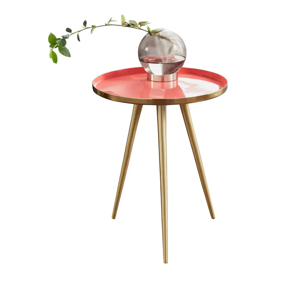 Side Table Coral Enamel Tray - Oakavia