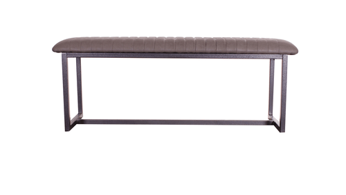 Vintage Grey Leather Dining Bench - Oakavia