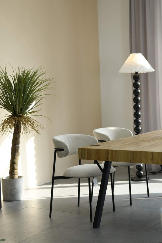 Marisa Linen Effect Natural Dining Chair (Set of Two)