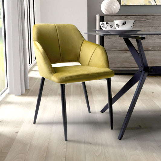 Nero Brushed Velvet Lime Gold Dining Chair (Set of Two)