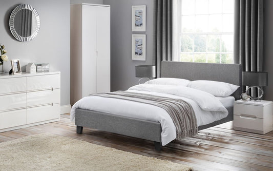 Rialto Light Grey Linen Bed 135cm Double Julian Bowen