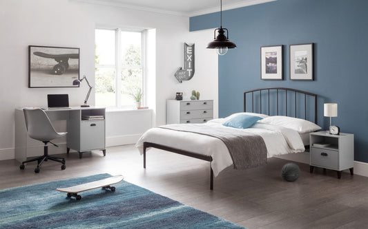 Onyx Bed 135cm Double - Satin Grey Julian Bowen