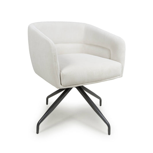 Artemis Corduroy White Swivel Chair
