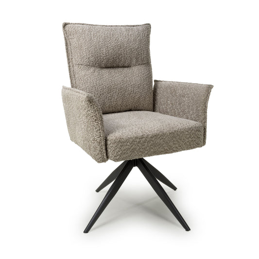 Brunswick Textured Chenille Effect Mink Swivel Chair (Set of Two)