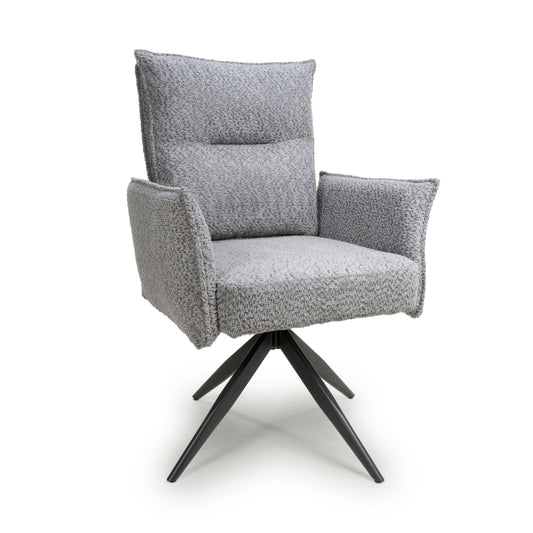 Brunswick Textured Chenille Effect Light Grey Swivel Chair (Set of Two)