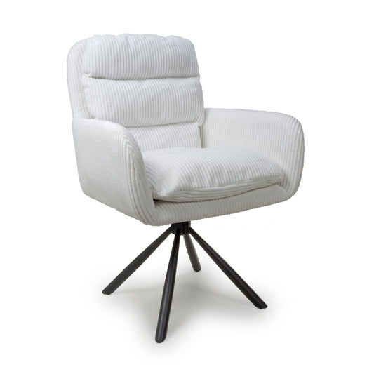 Cassidy Corduroy White Swivel Chair (Set of Two)