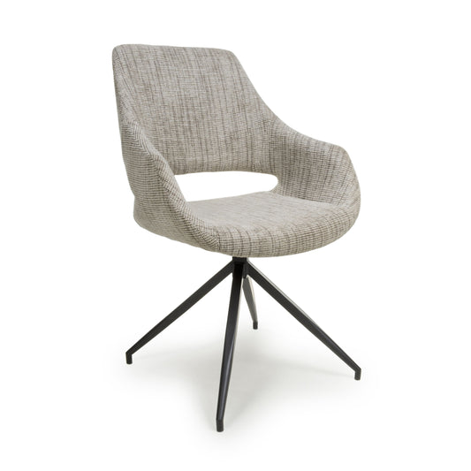 Aztec Tweed Toffee Swivel Dining Chair (Set of Two)