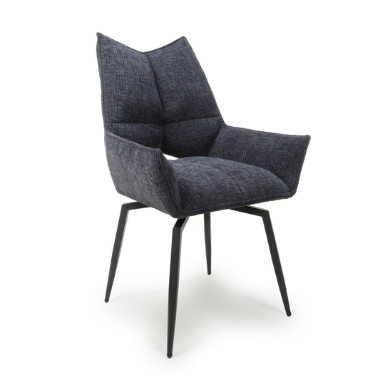 Dakar Textured Effect Dark Grey Swivel Chair (Set of Two)