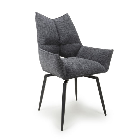 Dakar Textured Effect Charcoal Swivel Chair (Set of Two)