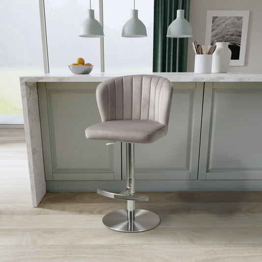 Sigma Brushed Velvet Mink Bar Stool