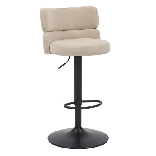 Mason Brushed Velvet Cream/Black Bar Stool