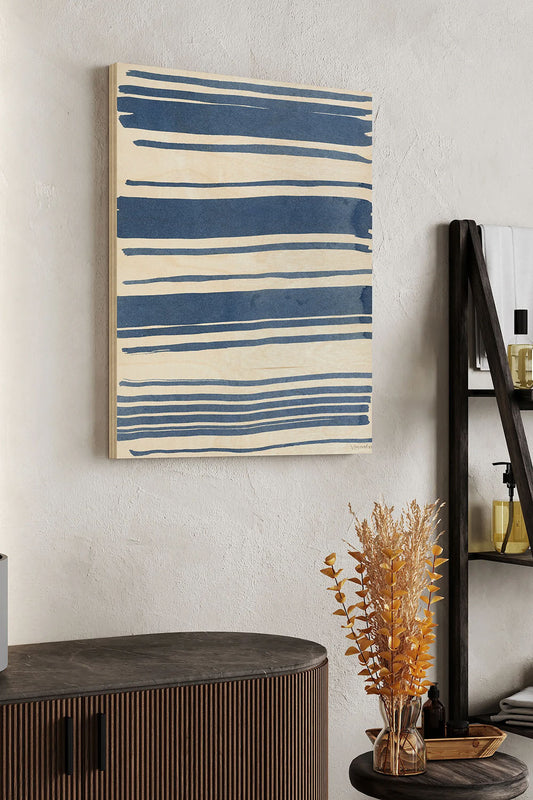 Macrame Blue III Wood Art Print - Oakavia