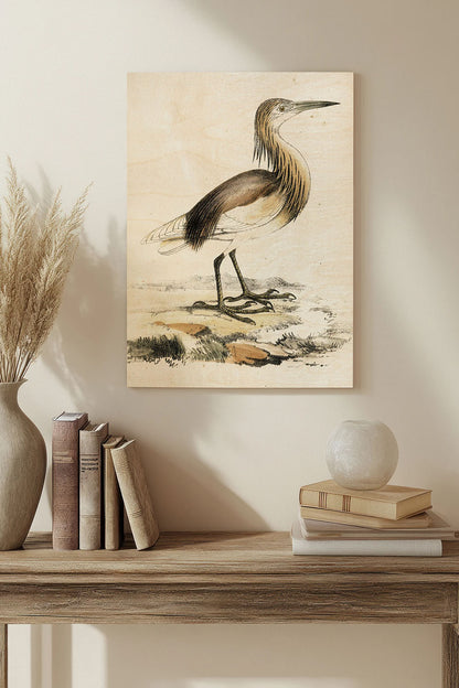 Antique Heron I Wood Art Print - Oakavia